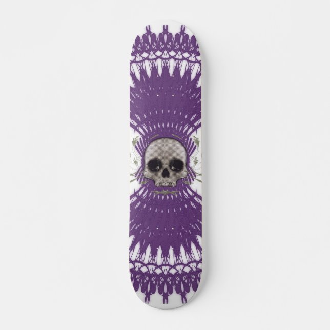 Diseño fractal tribal de cráneo gótico: Skateboard (Anverso )