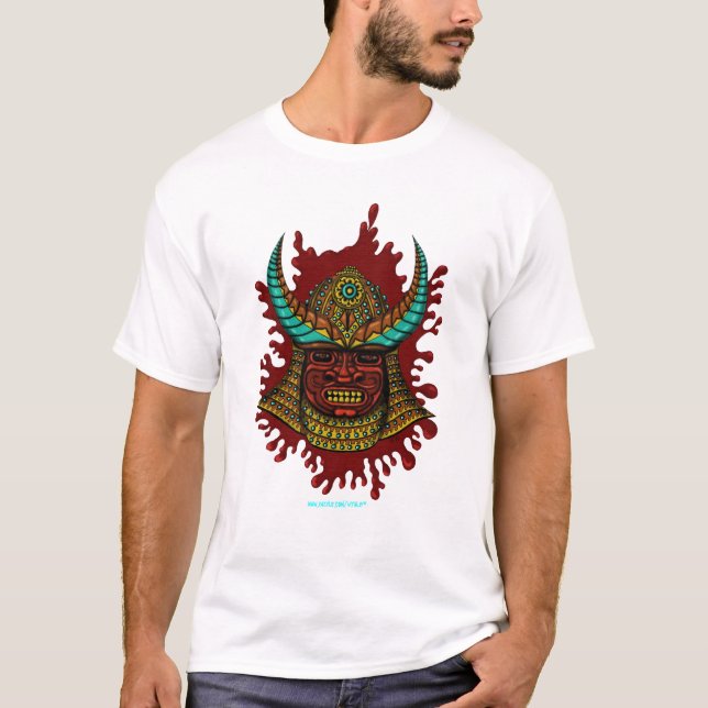 Diseño fresco de la camiseta del casco japonés del (Anverso)