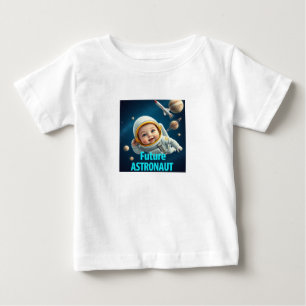 Diseño futuro de camiseta bebé astronauta espacial