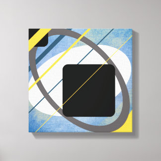 Diseño geométrico amarillo y azul en lienzo envuel
