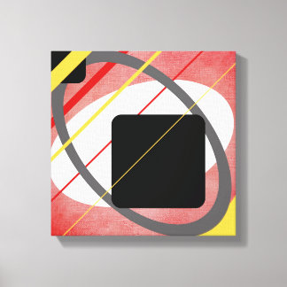 Diseño geométrico amarillo y rojo en lienzo envuel