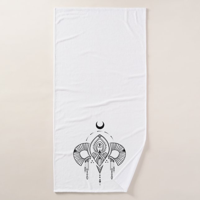 Diseño geométrico retro en negro (Toalla de baño)