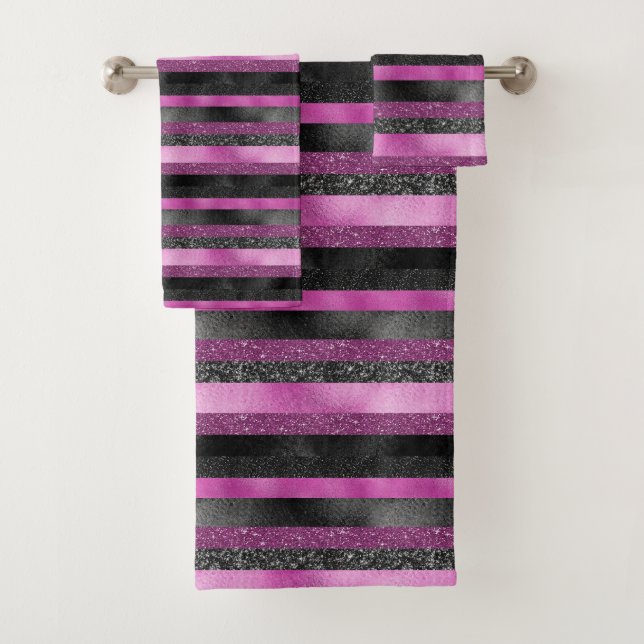 Diseño Glam Stripes Rosa Negro Brillante (In situ)