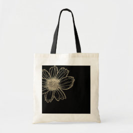 Diseño Golden Floral Bolsa de Tote en blanco y neg