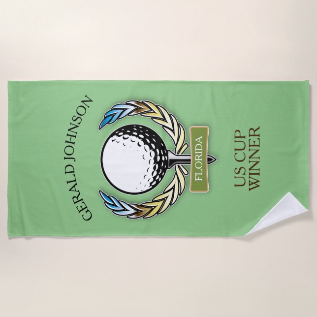 Diseño Golf Monograma Plantilla Golfer Toalla de P (Anverso)