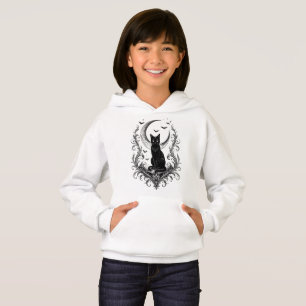 Diseño Gótico de Bruja con Gato Negro Bajo la Luna