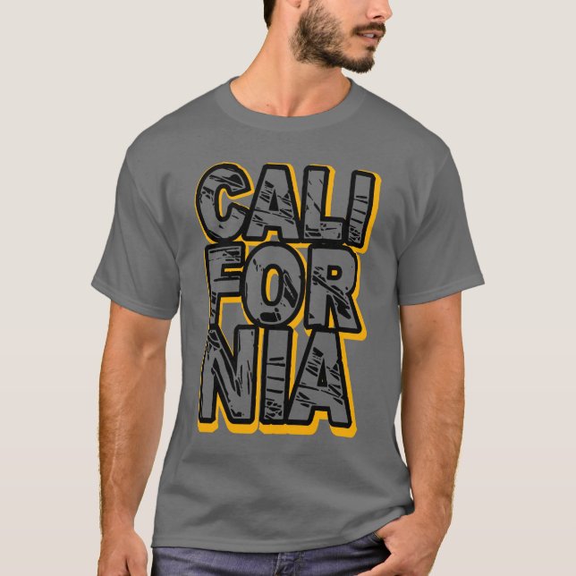 Diseño gráfico audaz de camisetas en California (Anverso)