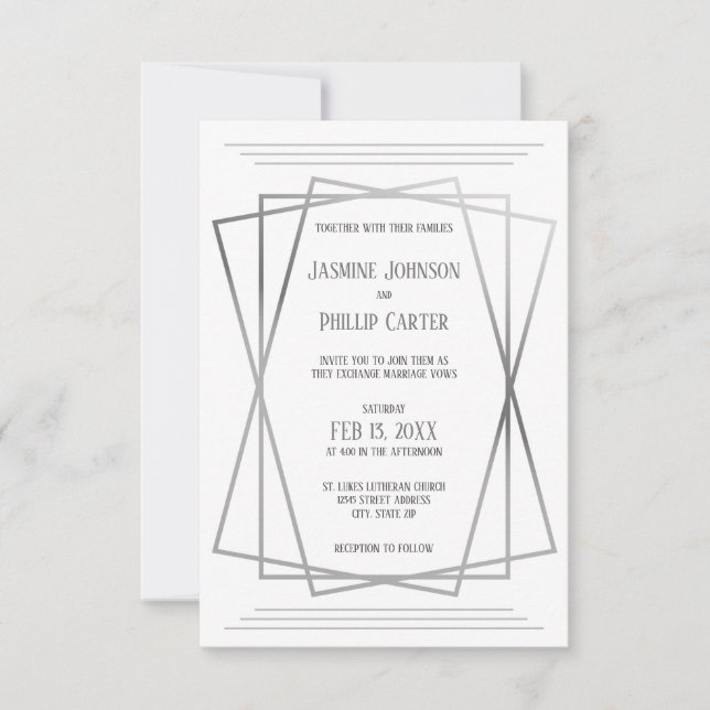 Diseño Gris Mod Medio - Invitación de Boda 3x5 (Anverso)