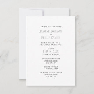 Diseño Gris Sencillo - Invitación de Boda/Recepció