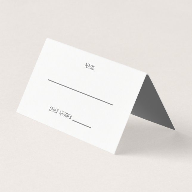 Diseño Gris Sencillo - Tarjeta de Asiento (Anverso)