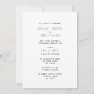 Diseño Gris Simple - Invitación de Boda/Recepción