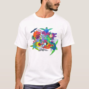 Diseño hawaiano colorido de la camiseta