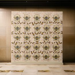 Diseño HoneyBee de patrón de Tan | Azulejo de cerá
