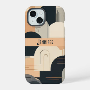 Diseño inspirado en Art Deco en melocotón y negro