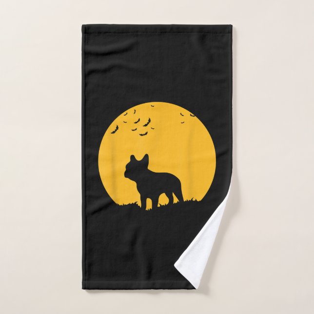 diseño inspirado en halloween de la luna de bulldo (Toalla de mano)