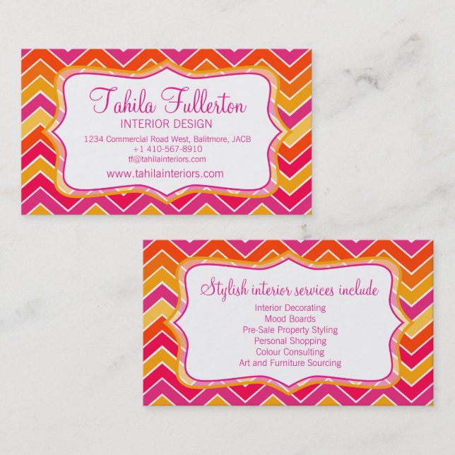 Diseño interior chevron zigzag negrita tarjeta de  (Anverso / Reverso)