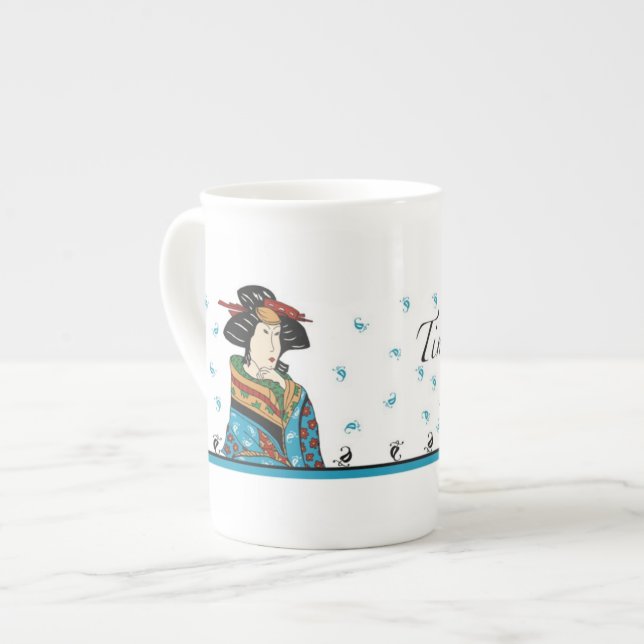 Diseño japonés de la señora, taza de China (Izquierda)