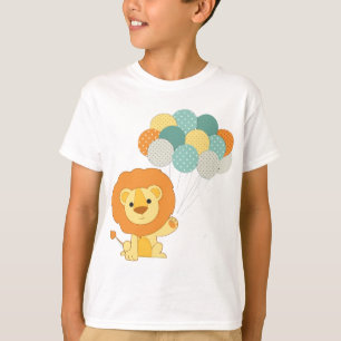 Diseño lindo del león del globo en camiseta de l
