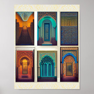Diseño marroquí arcos coloridos impresos posters