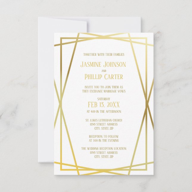 Diseño Mid Mod - Invitación de boda/recepción de 3 (Anverso)