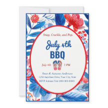 Diseño minimalista 4 de julio Invitación a barbaco