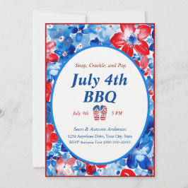 Diseño minimalista 4 de julio Invitación a barbaco
