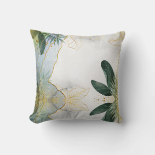 Diseño moderno con almohada de tiro de hojas