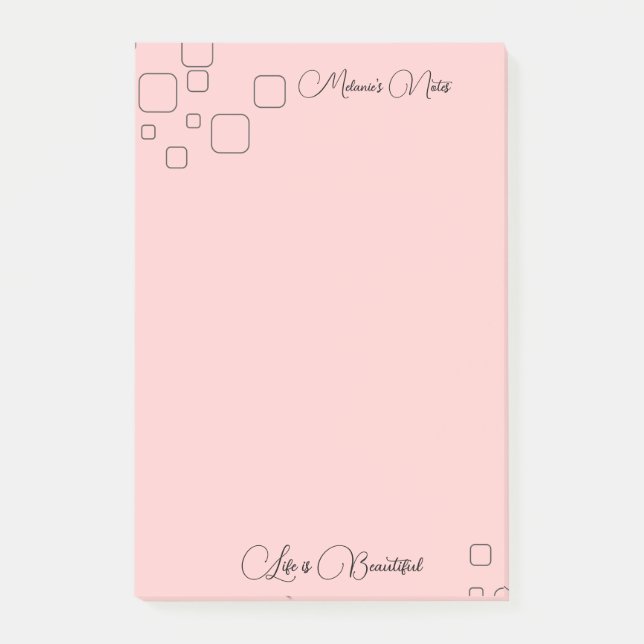 Diseño moderno con fondo rosa Notas posteriores a  (Anverso)