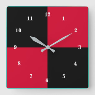 Diseño moderno del reloj de pared rojo y negro