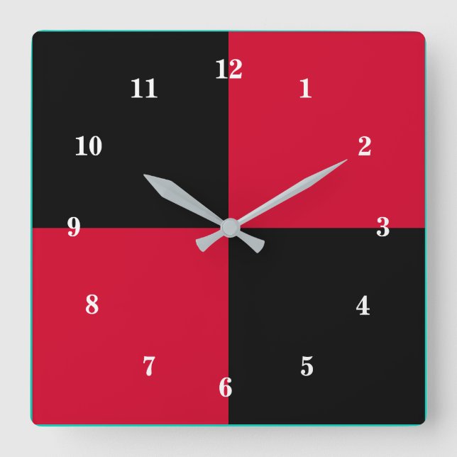 Diseño moderno del reloj de pared rojo y negro (Anverso)