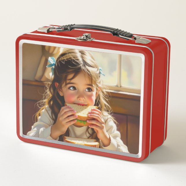 Diseño Modesto Dulce Niña Comiendo un Sándwich (Anverso)