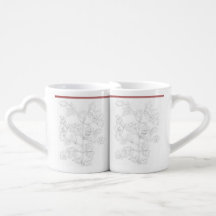 Diseño Mogol en un juego de tazas para enamorados
