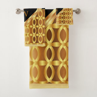 Diseño Monogramado De Oro Y Geométrico De Corazón 