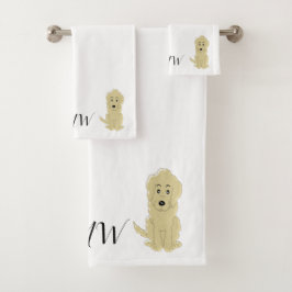 Diseño monogramado de perro dorado amarillo