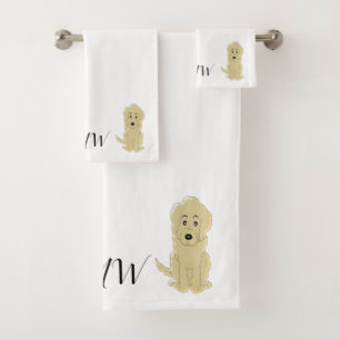 Diseño monogramado de perro dorado amarillo