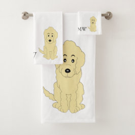 Diseño monogramado de perro dorado amarillo