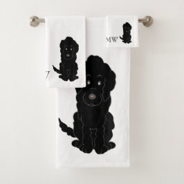 Diseño monogramado de perro dordendoodle negro