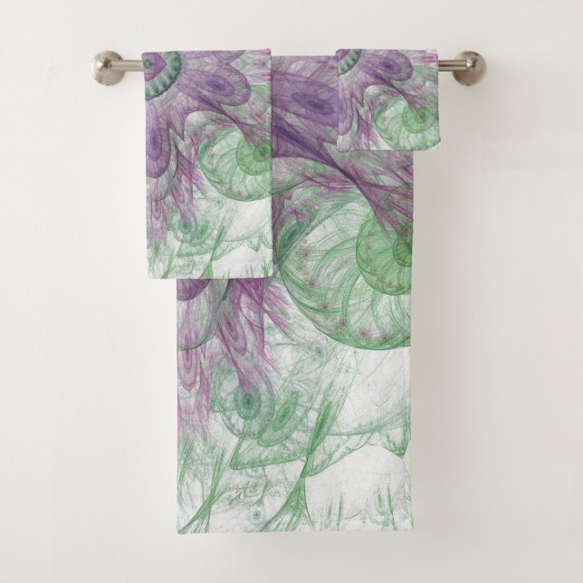 Diseño morado y verde fractal abstracto moderno (In situ)