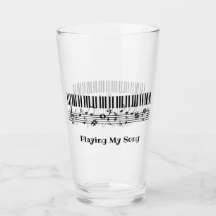Diseño musical de piano Vidrio para beber