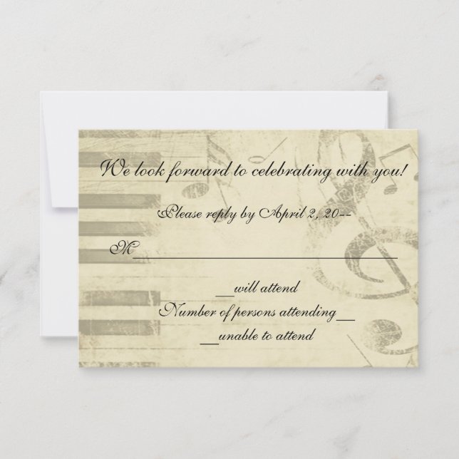 Diseño Musical de Tarjeta de Invitación de Boda RS (Anverso)