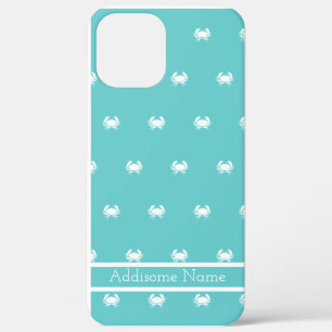 Diseño náutico con cangrejo blanco sobre Funda azu