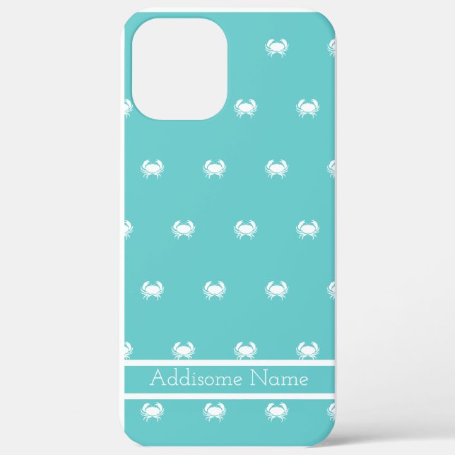 Diseño náutico con cangrejo blanco sobre Funda azu (Reverso )