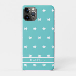 Diseño náutico con cangrejo blanco sobre Funda azu