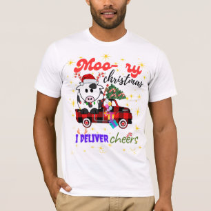 Diseño navideño de vaca con camisa de cuadros en c