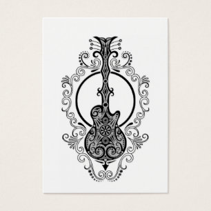 Diseño negro complejo de la guitarra en blanco