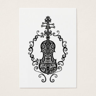 Diseño negro complejo del violín en blanco