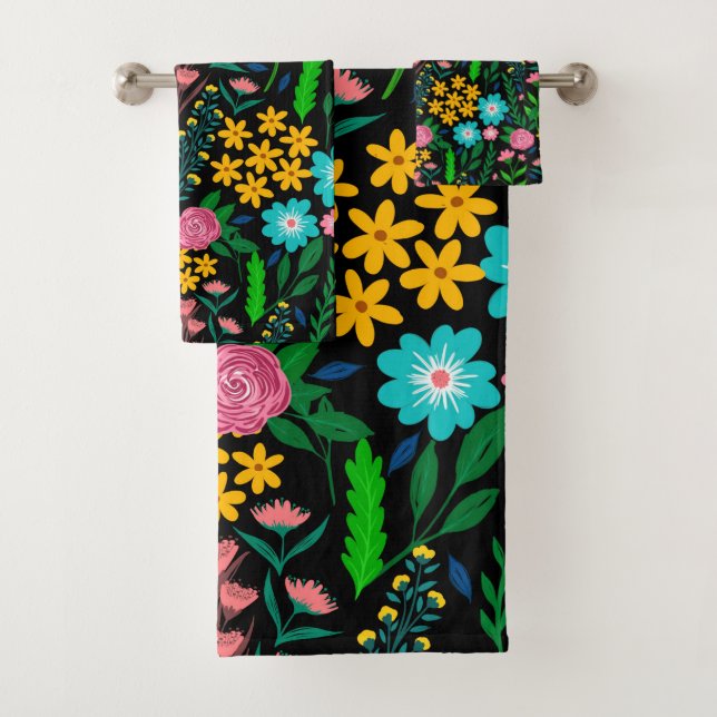 Diseño negro de flores de jardín azul Bonito (In situ)