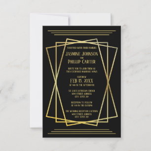 Diseño negro de mediados de siglo - Invitación de 