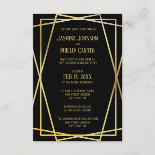 Diseño negro de medio modo - Invitación para Boda/