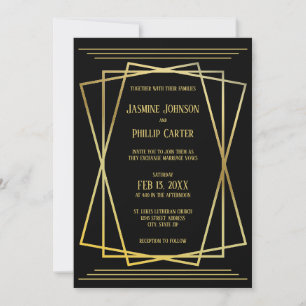 Diseño negro de mid Mod - Invitación a la boda